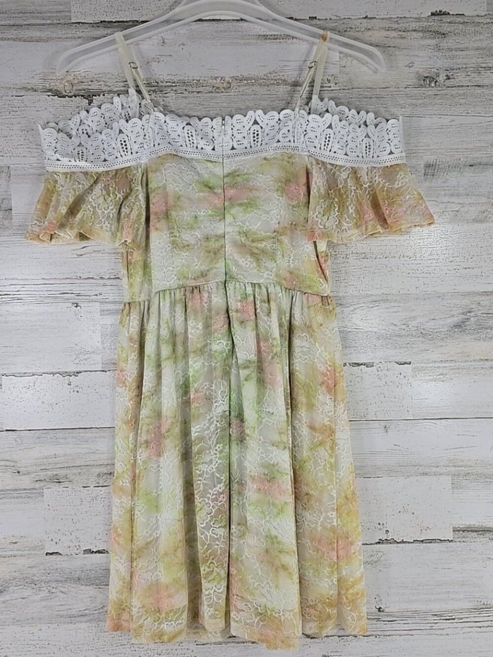 DISNEY PRINCESS Pastel Floral Lace Dress MEDIUM White Trim Fairytale Cottagecore - Picture 2 of 16
